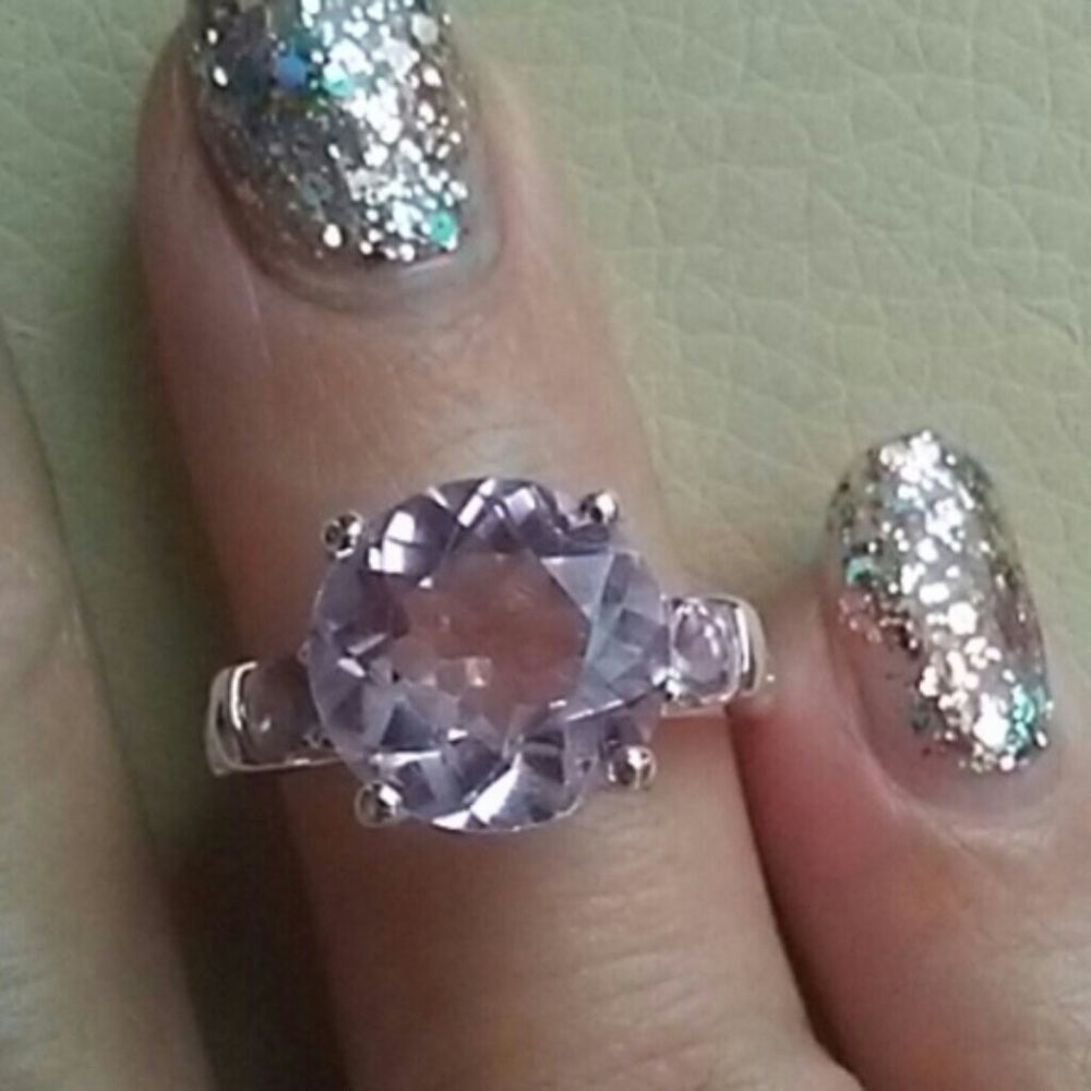 Pink Amethyst Rose de France Ring Size 6